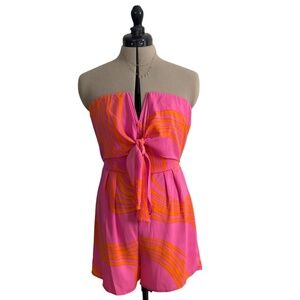 Heavy Hues Label: Strapless One-Piece Romper, Sz: Medium, Color: Pink & Orange